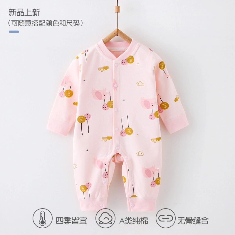 Newborn Thick Long -Sleeve Warm Jumpsuit Baby Wear Pajamas Infant 100% Cotton Open Rompers Garment