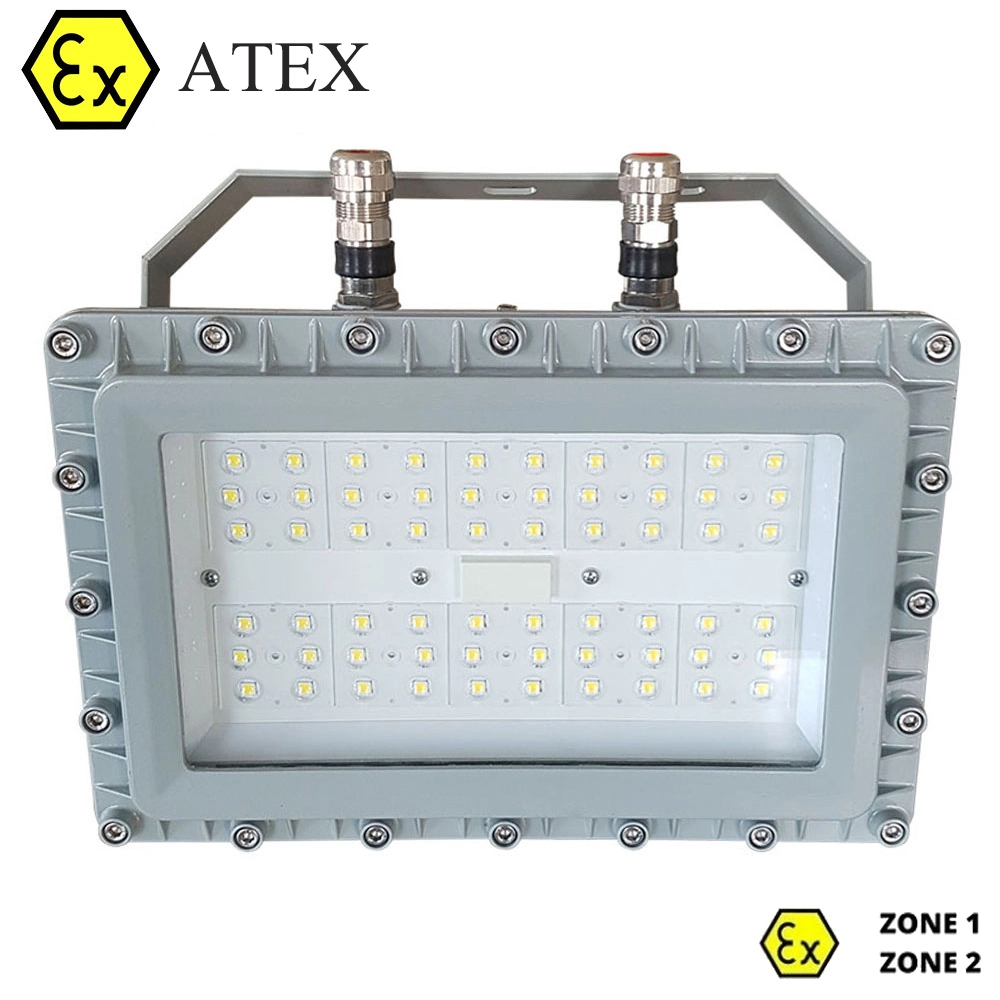 LED Explosion-Proof Highbay Lights IP67 for Hazardous Gas Zone 1 with Atex Certificate 80W-200W High Bay Flood Lamp