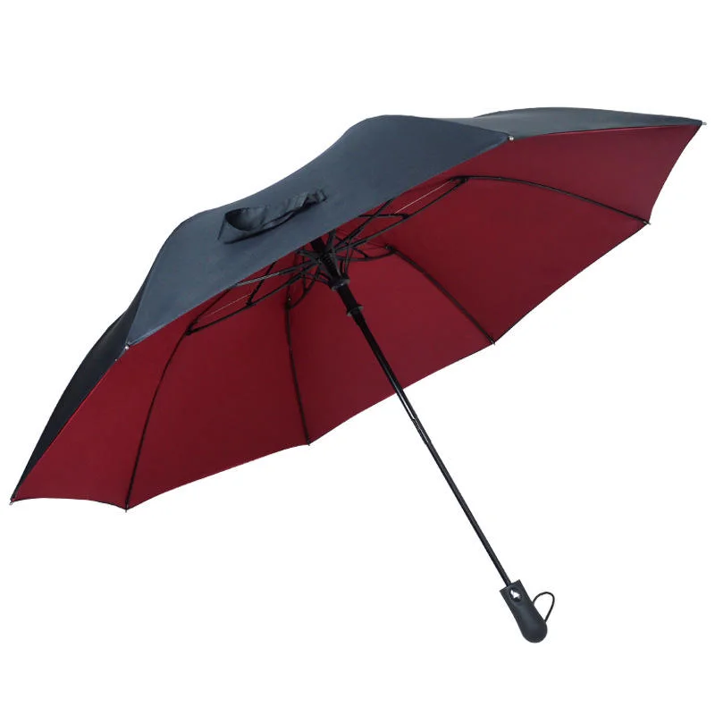 Double couche parapluie Semi-automatique de la canopée ouverte Couple Parapluie pliant compact Parasol classique Parapluie portable