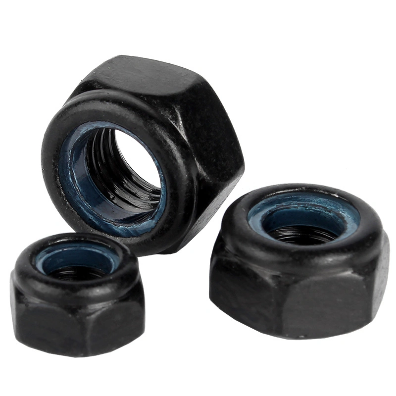 Hex Nut Nylon Insert Lock Nuts DIN985 Black Zinc Plated