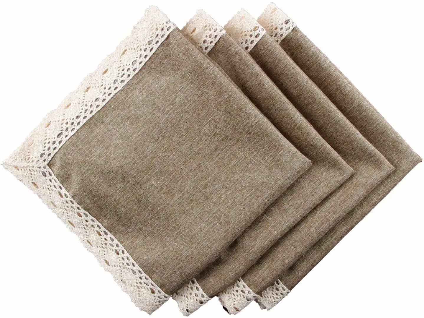 Wholesale Solid Color Cheap Sanitary Napkins Waterproof Laced Edge Linen Napkins for Party Banquet Dinner