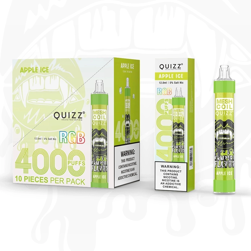 Quizz RVB appareil jetable Flash Pod 4000 bouffées Mini-e-cigarette rechargeable avec filet Vape bobine