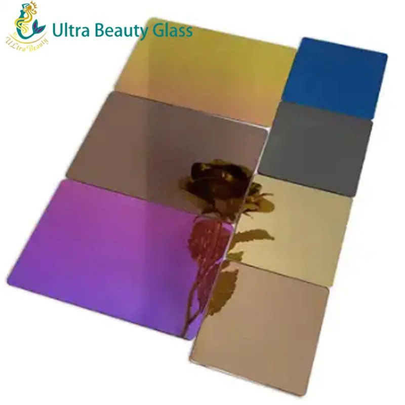 Double revêtement décoratif doré bronze à bord biseauté de couleur coupée sur mesure Miroir en aluminium