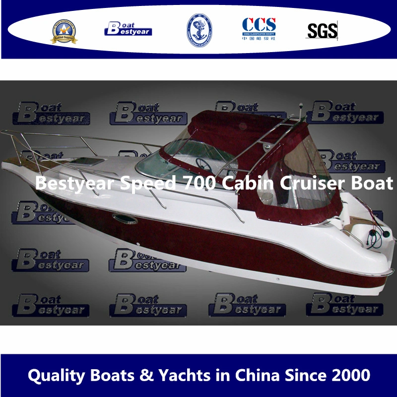 Bestyear 7m 22FT Fiberglass High Speed 700 Cabin Cruiser Boat Sport Outboard Motor