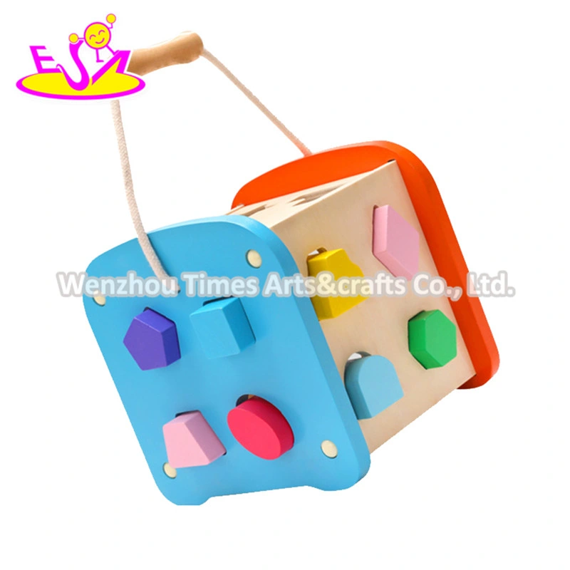 New Arrival Educational Wooden Shape Sorting Cube for Toddlers W12D201