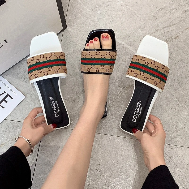 Zonxan High quality/High cost performance Fashion Simple and Elegant Style Luxury PU Leather Flat Ladies Slippers Ready to Ship Online Customized Samples Are Available