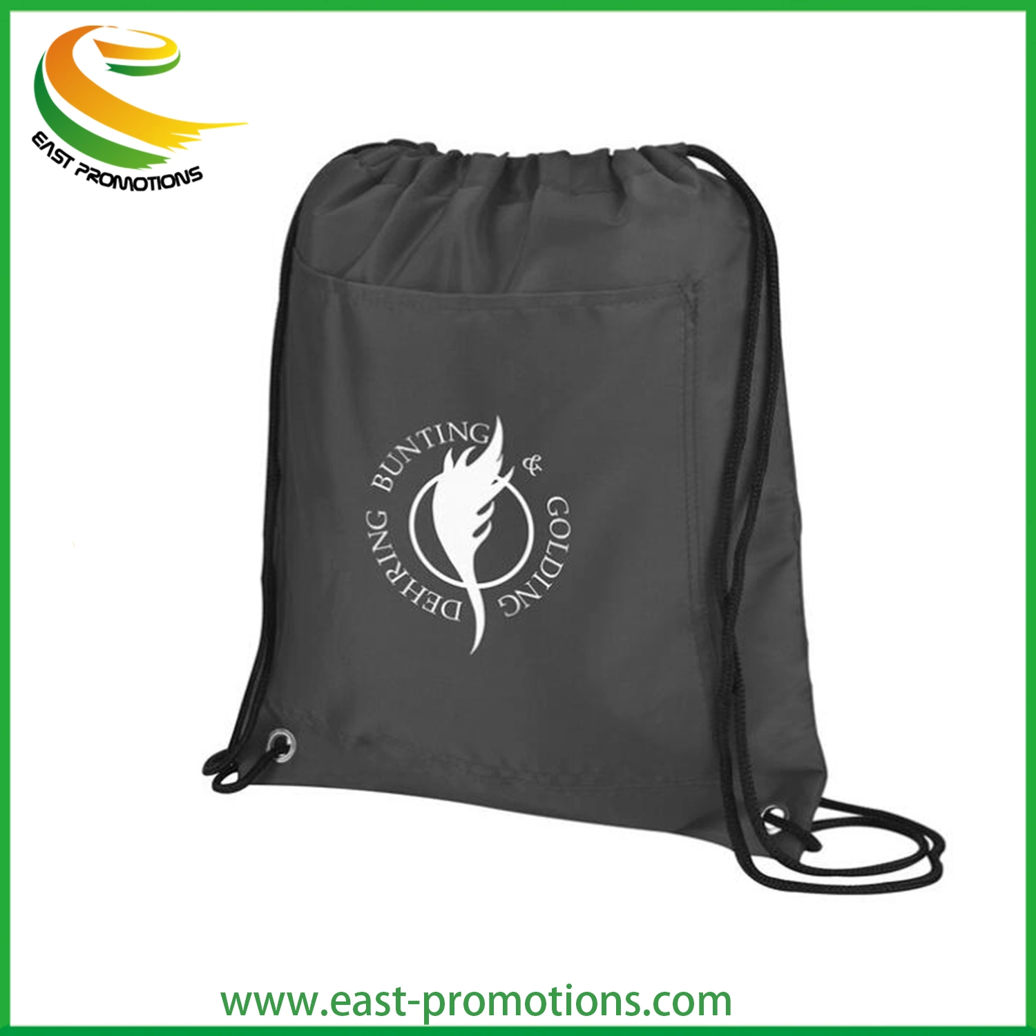 210d Polyester Drawstring Bag School Backpack Shoe Bag with Pockets