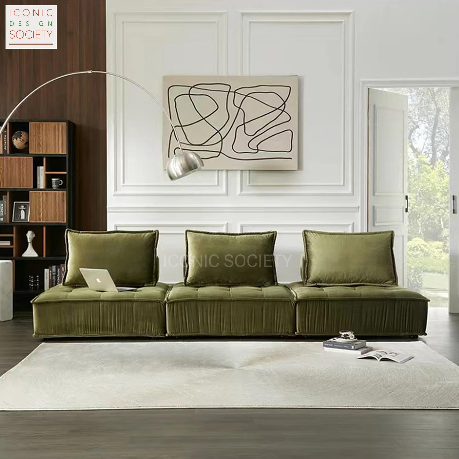 Modern Home Living Room Furniture Recliner Cushion Leisure Sofa Fabric Green Sofa Set
