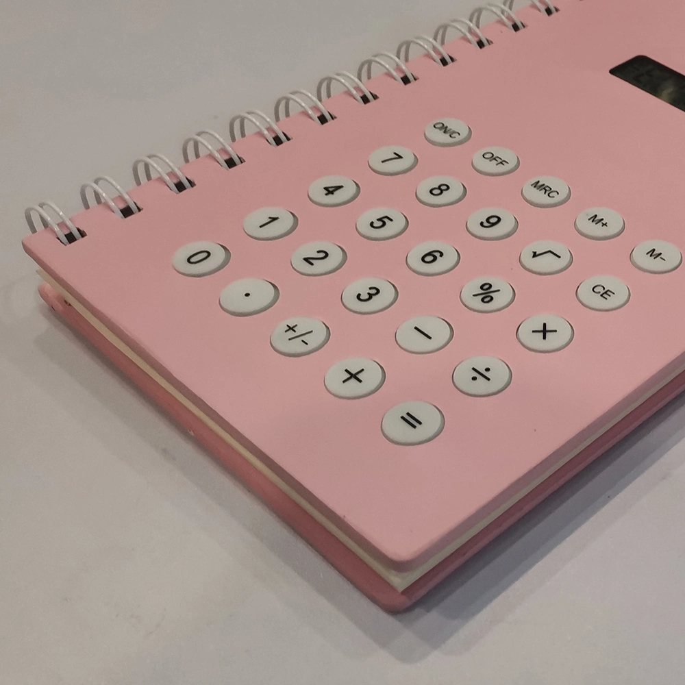 Smart Pink Eco Friendly Notebook with Solar 8 Digit Calculator