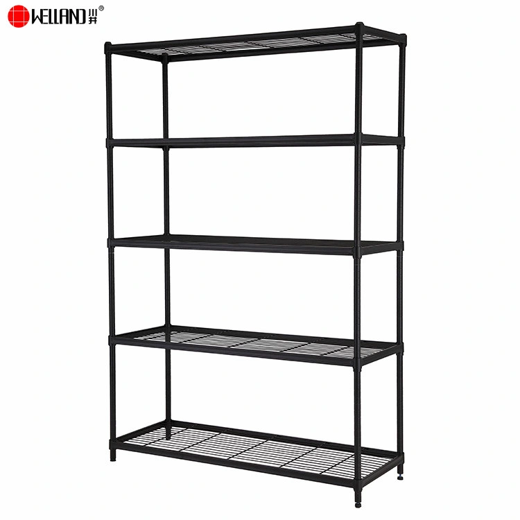 New Design 4 Tiers Light Duty Metal Wire Mesh Shelving Unit for Storage