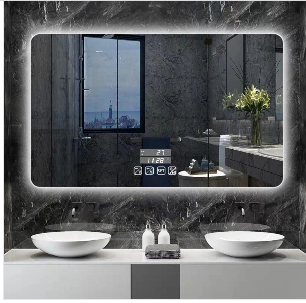 Silver Home Wall Decor Furniture Makeup LED Bathroom Vanity Mirror