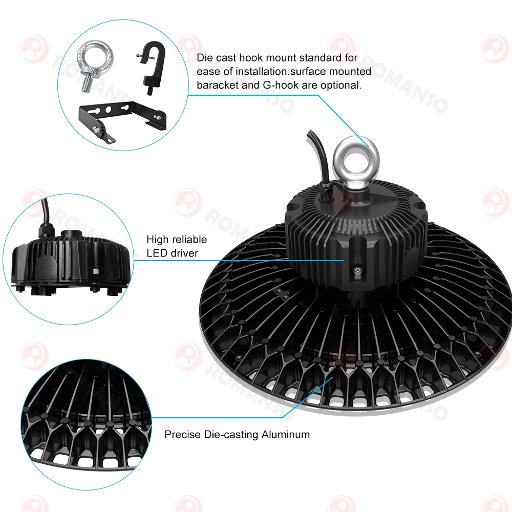 Romanso Warehouse High Bay Light LED High Bay Light UFO 100W 200W for Industry