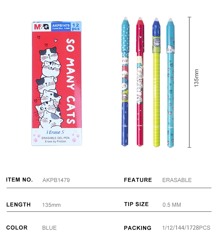 New Model Novelty Cute Cartoon 0.5mm Needle Point Erasable Gel Pen for Business and Gift