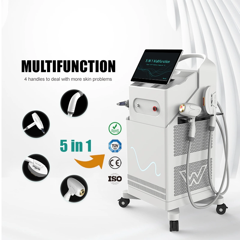 CE Approved 5 in 1 Multifunction Beauty Machine IPL+RF+ND YAG+ Alexandrite Diode Laser Hair Removal