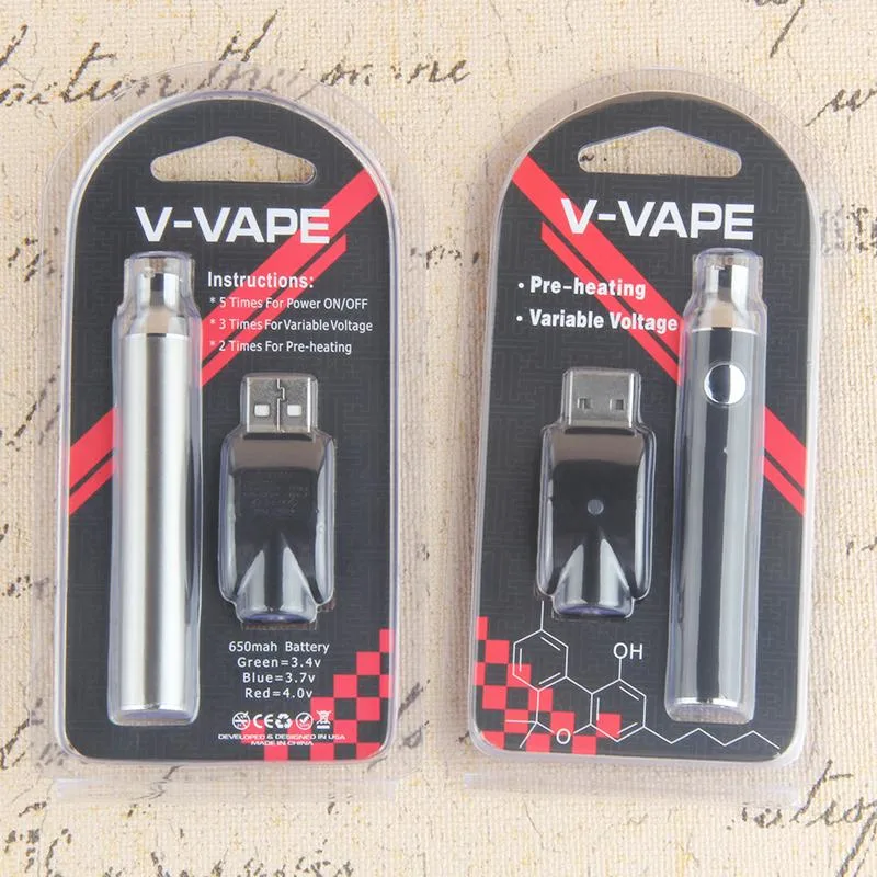 Les cookies Vape Dabwoods V poing américain Max 650mAh Batterie DAB 510 Fonction de préchauffage de Thread Tension variable de la batterie Chargeur USB Kit boîte de package de vente au détail des batteries