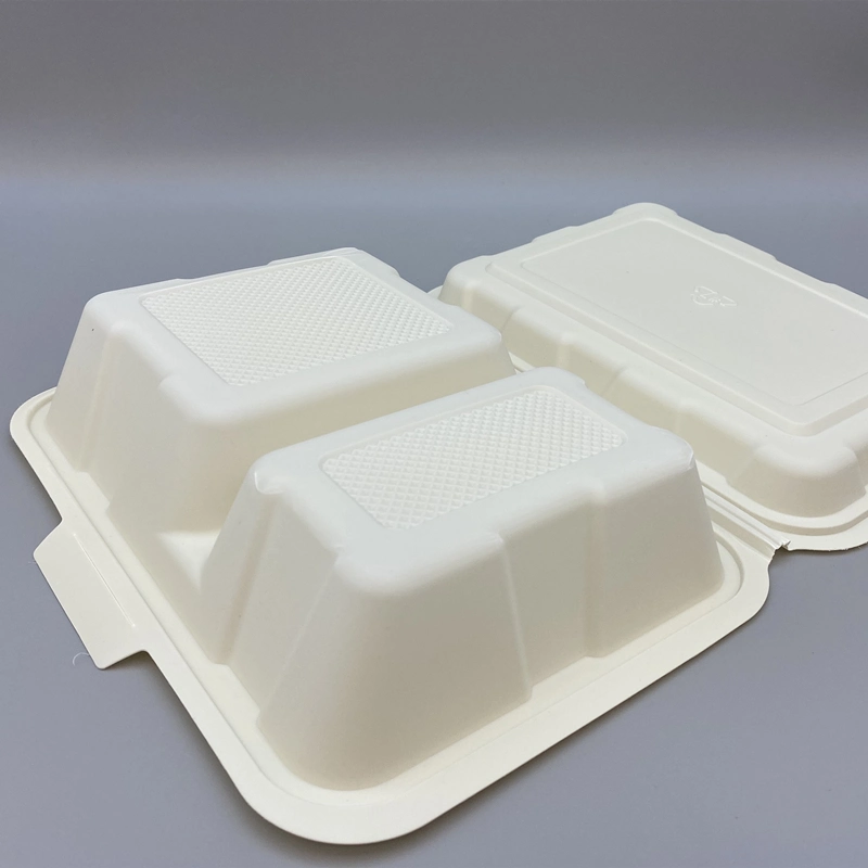 Party Supplies 1000ml 2-Compartments Lunch Box Cornstarch Food Box Takeaway Food Container