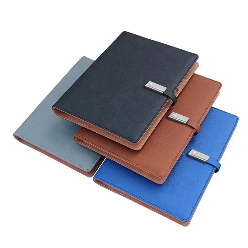 Prix de gros cuir ensemble cadeau personnalisé Agenda Agenda A5 Ordinateur portable avec la Banque d'alimentation et le lecteur Flash USB