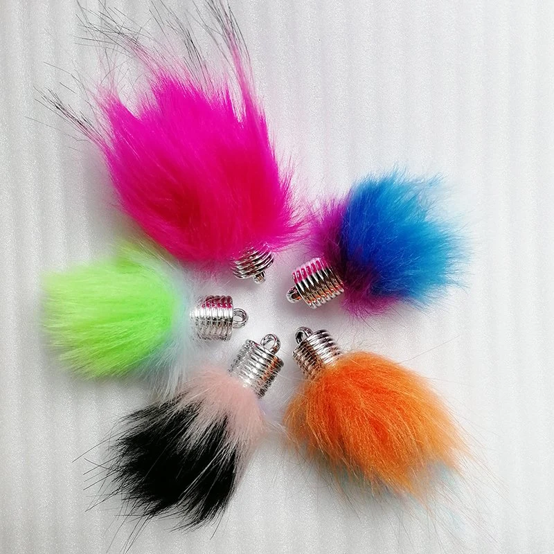 Full Colors Fashion Pompon Cute Puffy Plush Rabbit Fluffy Fur Balls Pompom POM Keychain