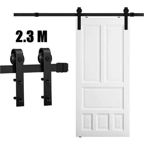 Hook Strap Satin Brass Black Rolling Barn Door Hardware Kit