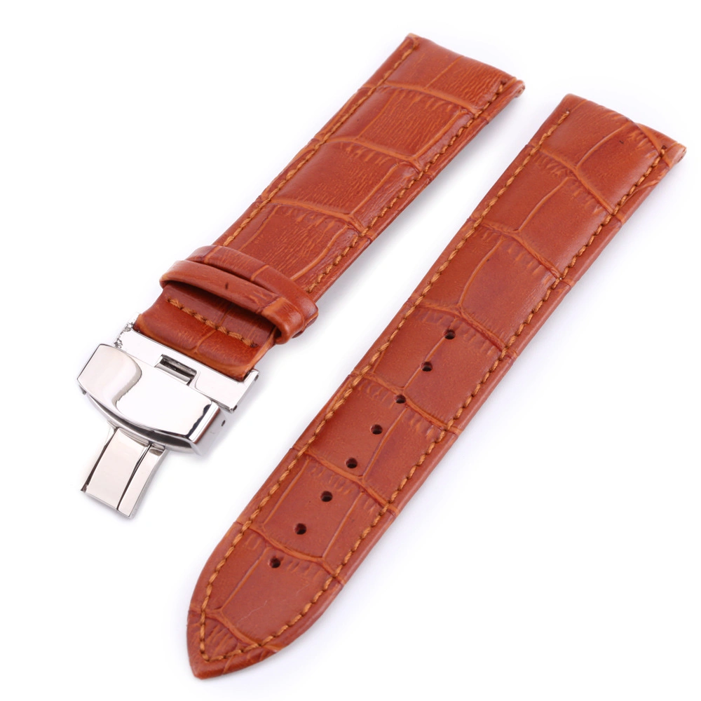 Wholesale/Supplier Butterfly Buckle Strap Cowhide Men's and Women's Watch Strap Watch Accessories Customizable Logo