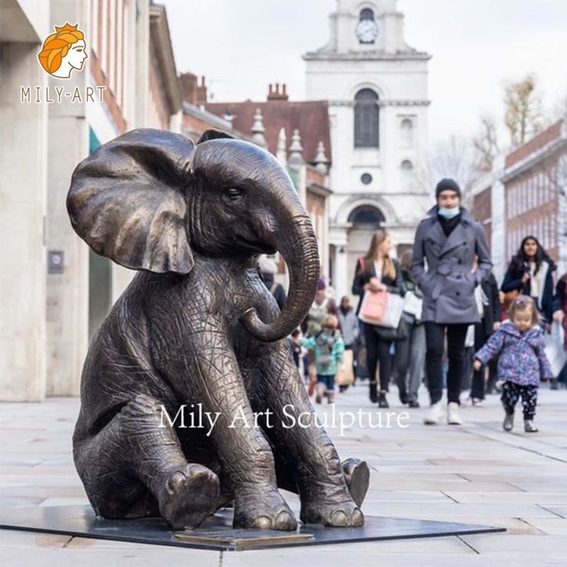 Wholesale Garden Outdoor Antique Brass Large Metal Sitting Elephant Statue Decor