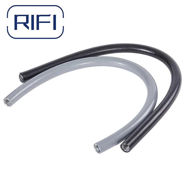 Conduit de câble flexible métallique recouvert de plastique flexible de tuyau métallique noir Tuyaux flexibles en métal raccords de conduits électriques