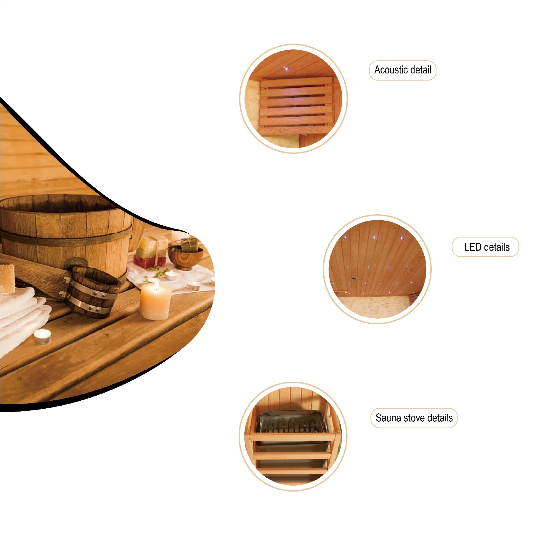 Sunrans 2 pessoas Hemlock tradicional relaxar Sala de vapor Sauna ao ar livre