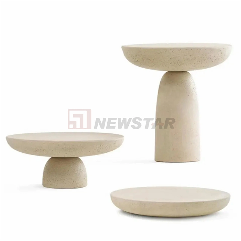 Italian Minimalist Tea Table Natural Marble Table Grotto Stone Side Table Coffee Table Set