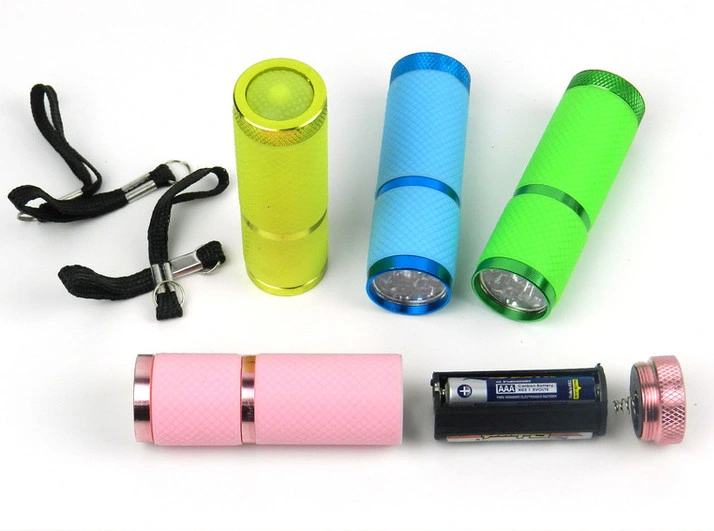 Hot Sale Mini 9LED Aluminium Alloy Torch& Leather Case LED Torch