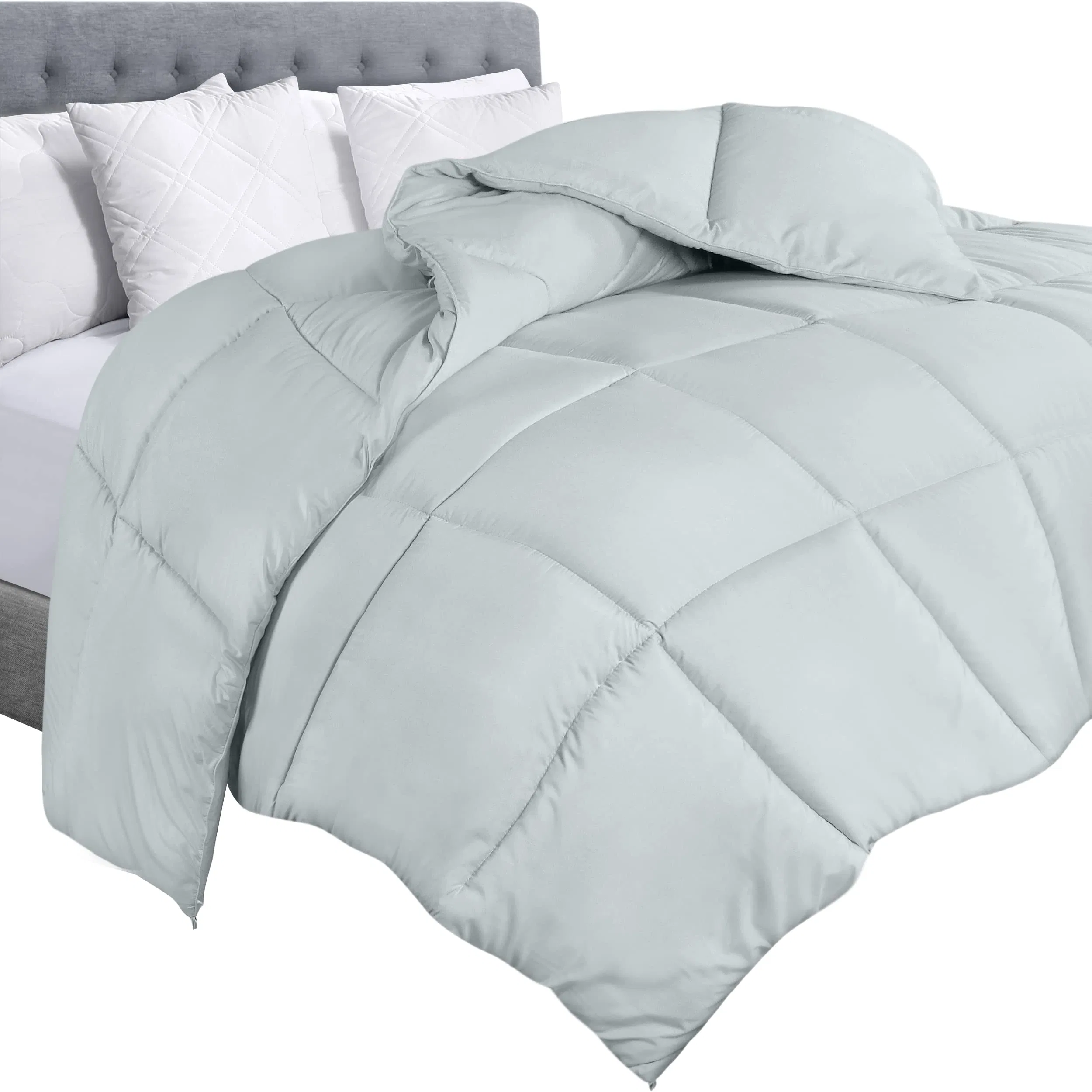 Chambre en microfibre gris clair personnalisée avec lit d'hiver en coton Ensembles d'édredons