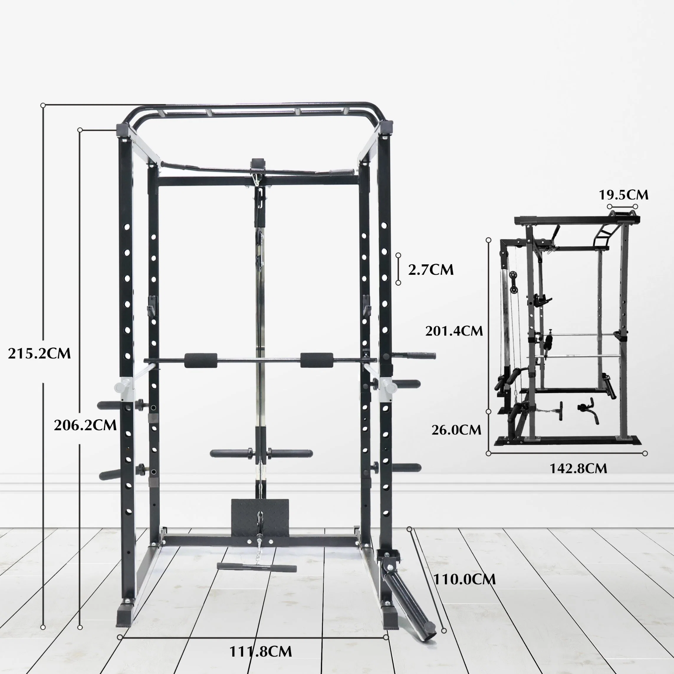 Hockenträger mit optionalem Latzug-Down-Aufsatz, Q235 Stahl, Kapazität 1000lbs, Krafttraining Gym Equipment