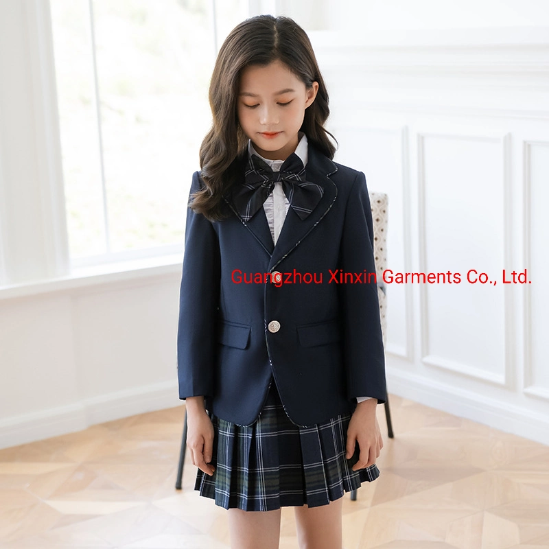 Uniforme escolar estilo britânico de tricô para estudantes do ensino fundamental e médio, de venda quente na fábrica, OEM (U2308).