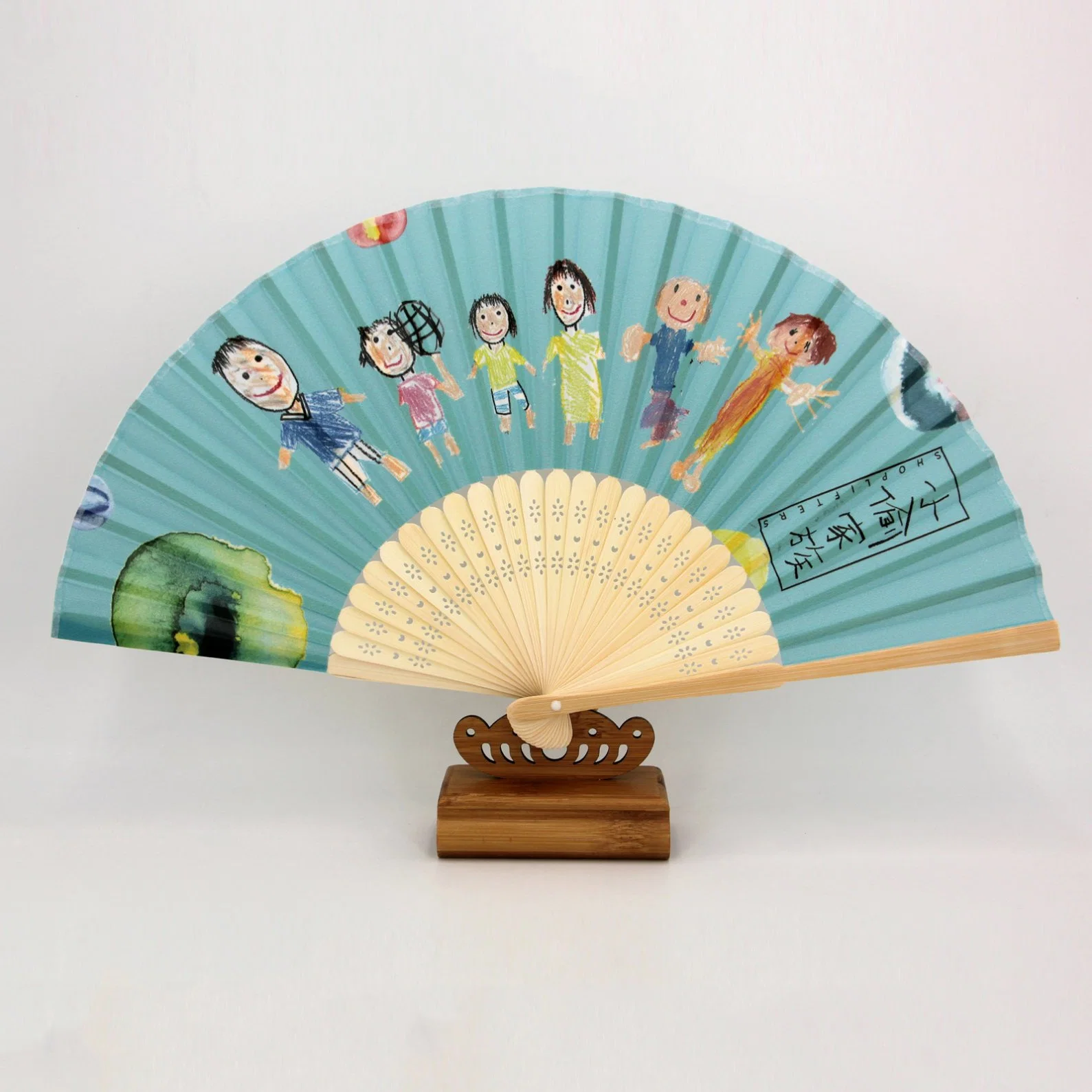 Bamboo Hand Fan Custom Folding Bamboo Fan with Fabric