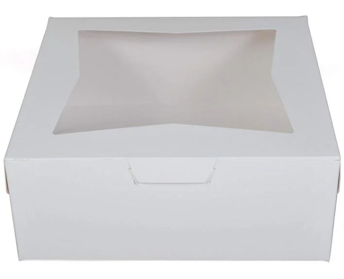 White Cardboard Paper Birthday Gift Pastry Cake Packaging Box with Clear Window