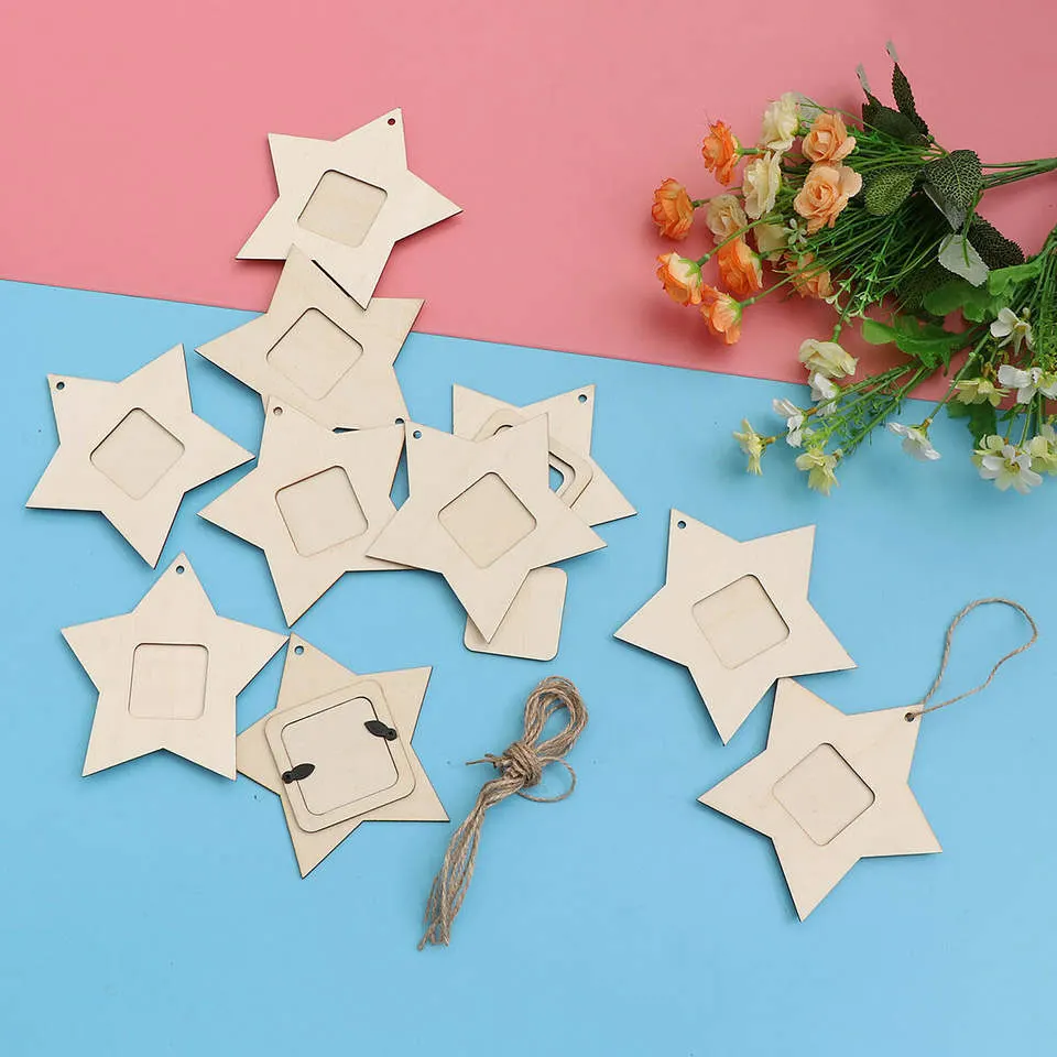 Factory Price Hot Sale Simple Wooden/Wood Star Shaped Photo Frame