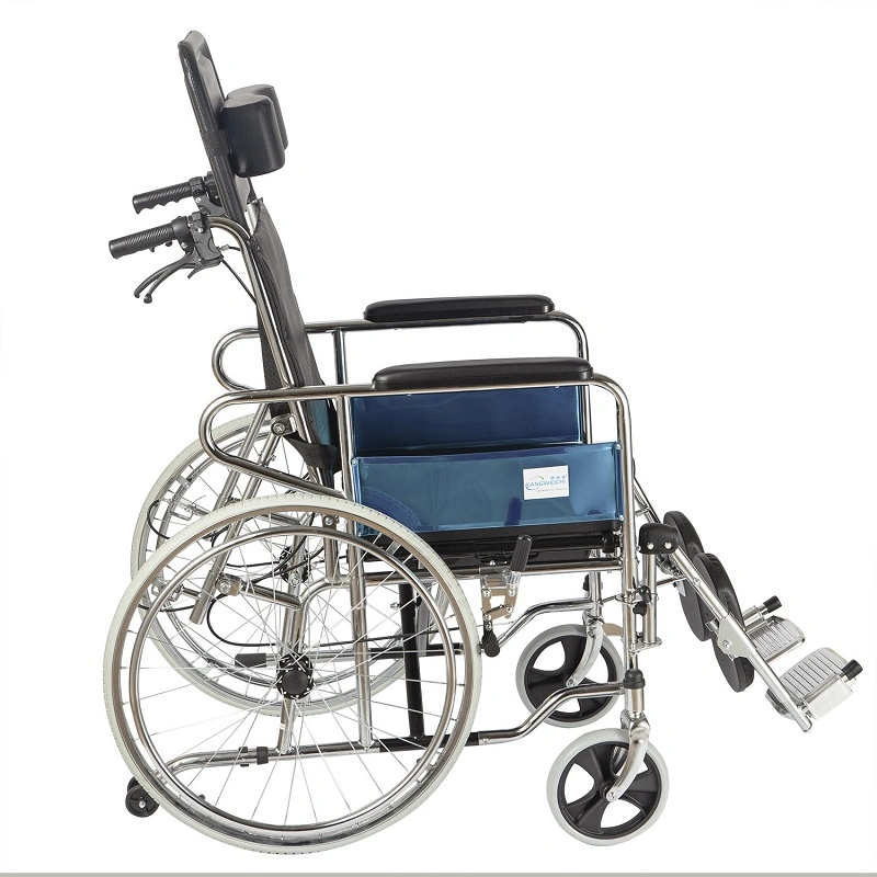 New Manual Lock Safe Elderly Transport Handbrake Wheelchair Foldable Lightweight Wheelchair