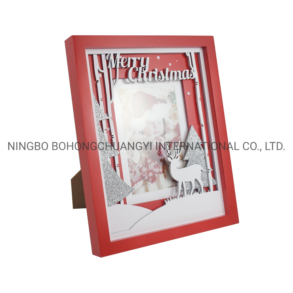 Großhandel Happy Christmas Dekorative Solid Picture Frame Solid Wood Frame Hölzerner Fotorahmen für Weihnachtsdekoration