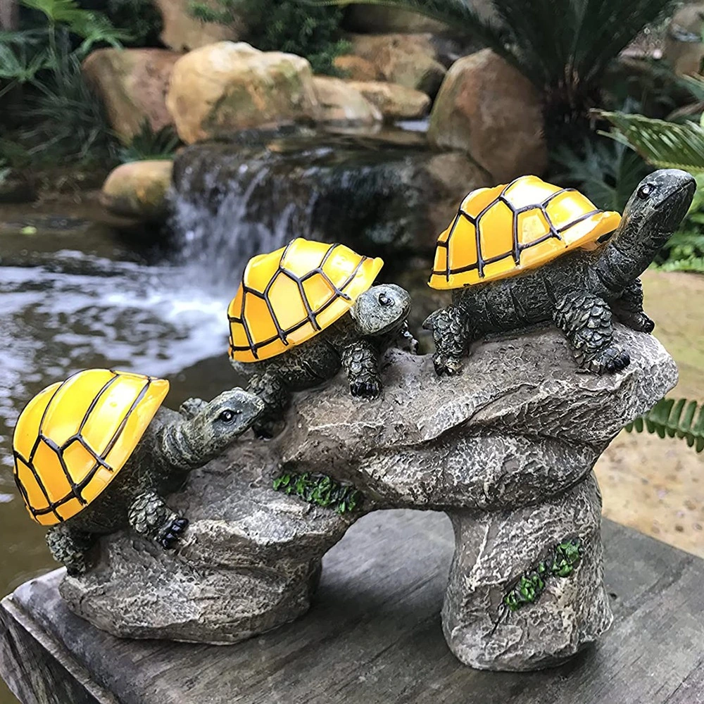 Solar Powered Turtles on Log Outdoor Accent Lighting LED Garden Light Decoration Wyz17901