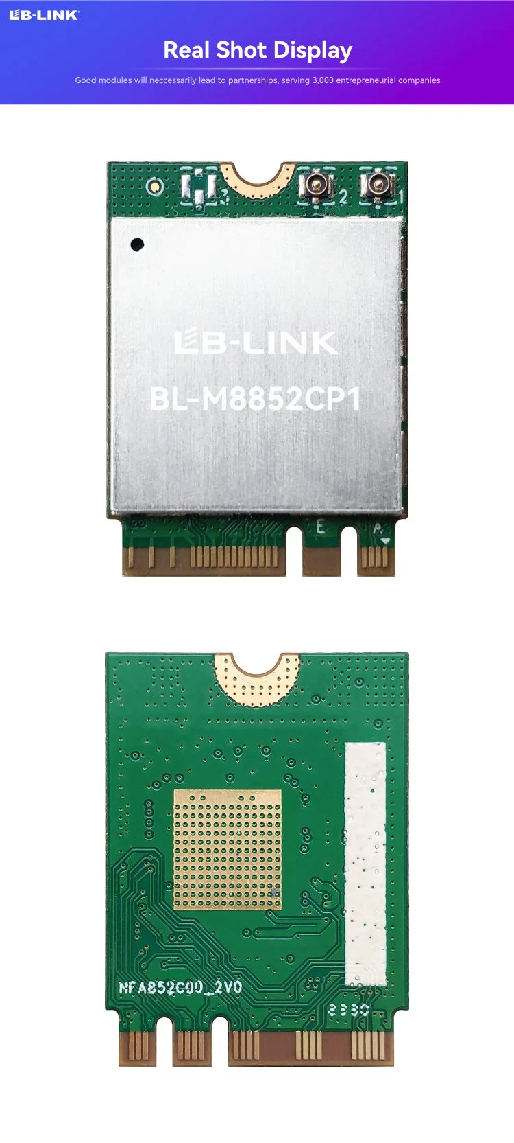 LB-LINK 2T2R 802.11a/b/g/n/AC/ax WiFi+B5.3 M.2 2230 ключ A+E.