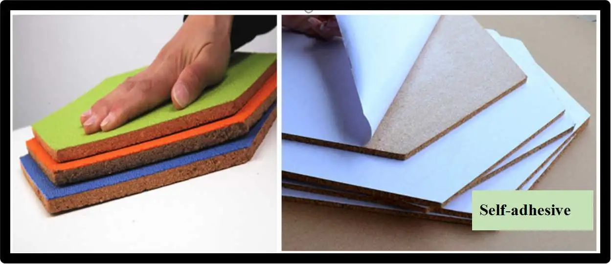 Self-Adhesive Hexagonal Cork Sheet with Colored Cloth Surface for Decrations (HS-MS-008)