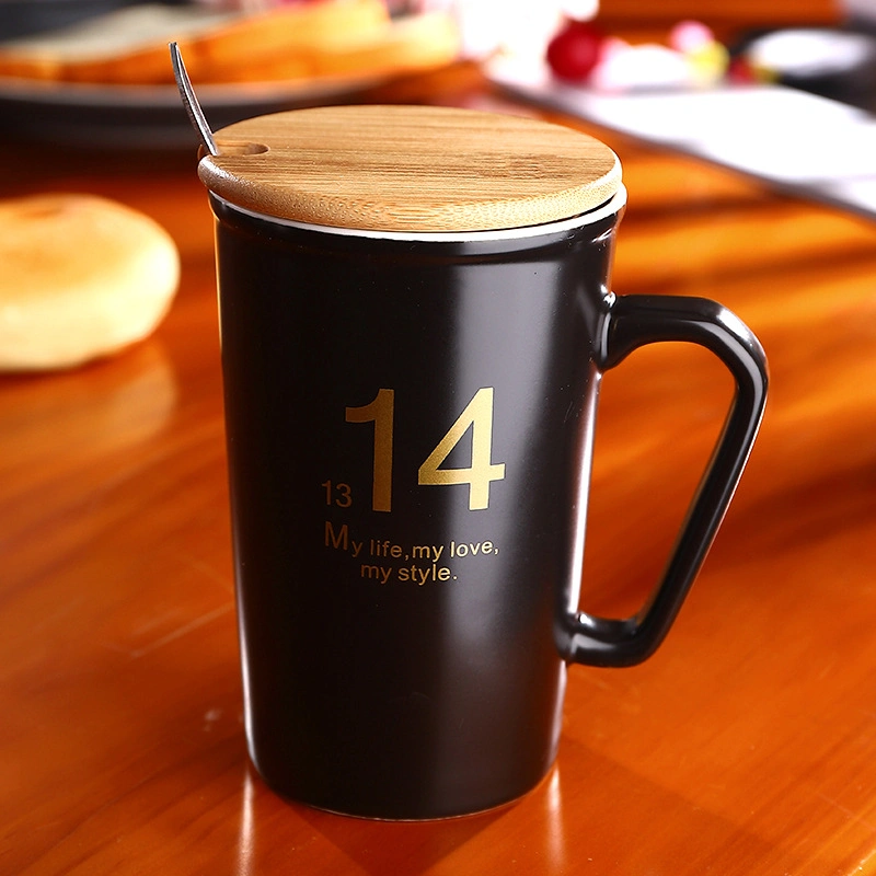 Creative Ceramic Mug Promotion Hotel Gift Bone Porcelain Mug with Cover Manufacturer Engraved Logo Advertising Mug