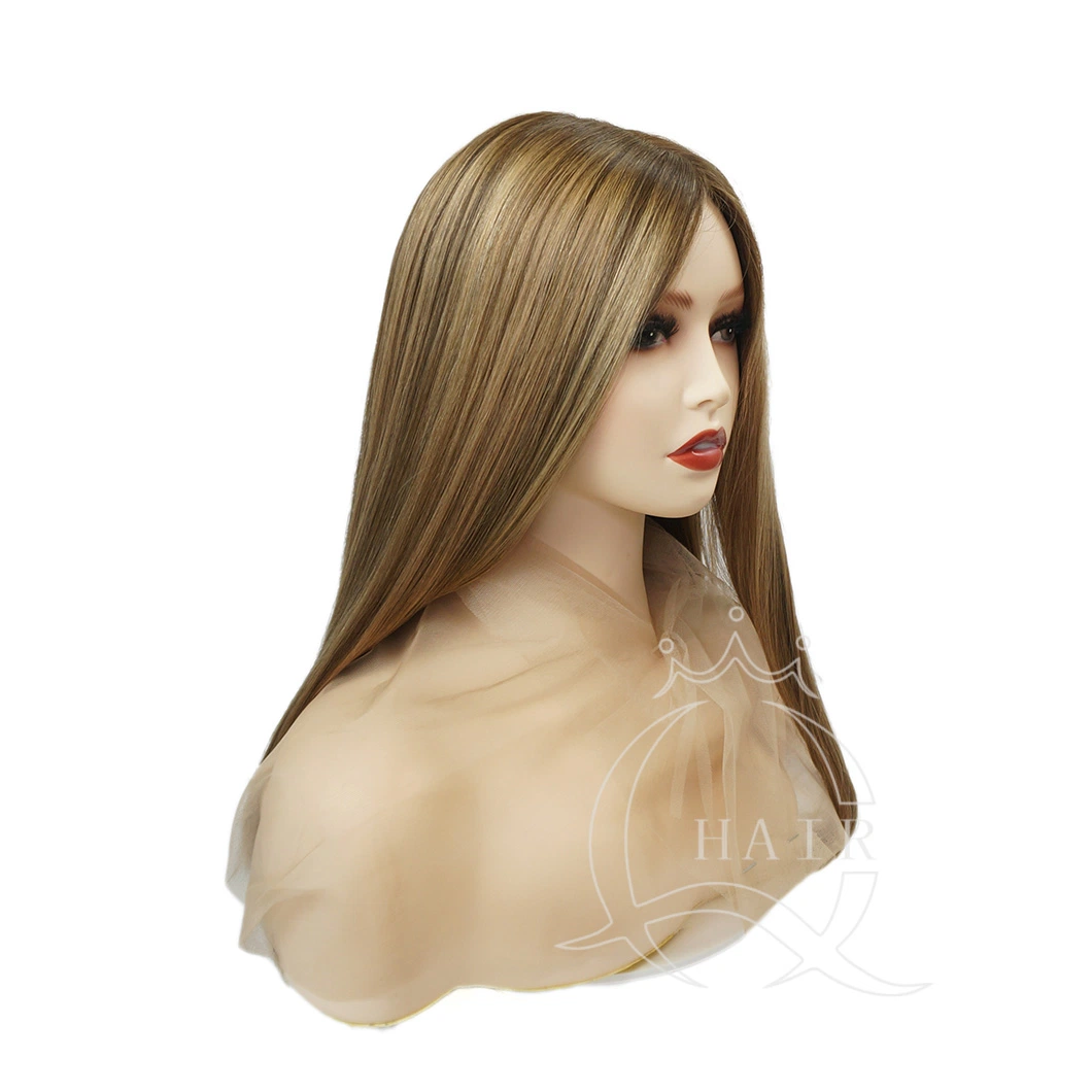 Cor Balayage múltipla China Cabelo Virgin natural não transformado Europa brasileira Cabelo Silk Top Wigs renda Top Lace perda de cabelo médico Permuque Human Hair Wig