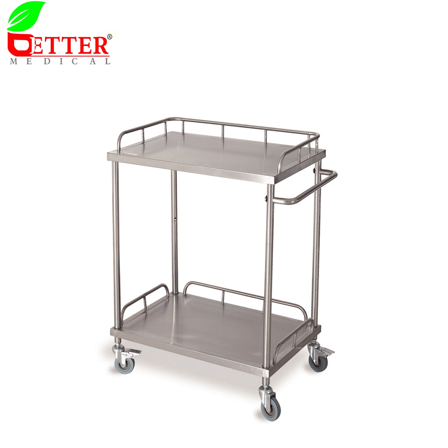 Hospital 2 Shelves Stainless Steel Medication Cart