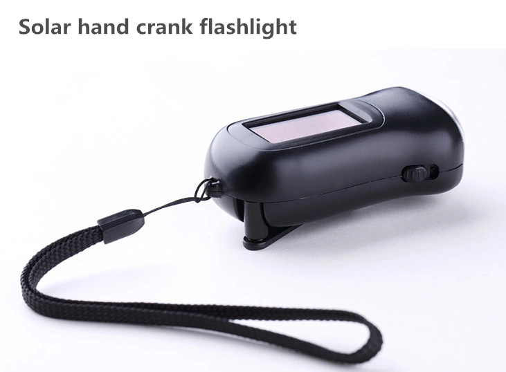 Casa exterior 3 LED Dynamo Torch recargable mano Crank Solar Linterna