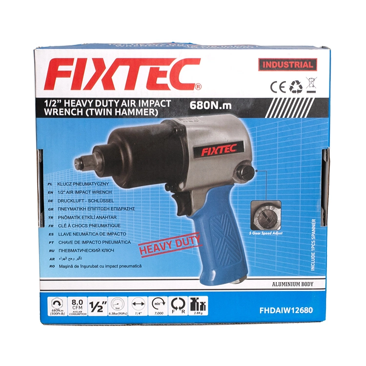 Ferramentas pneumáticas Fixtec 7000 rpm 680 nm 1 / 2" Ar pneumático para serviço pesado Chave de impacto