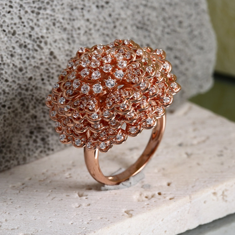 Petaloid New Unique Design 18K Rose Gold Plated Jewellery Factory Wholesale/Suppliers Fashion Accessories Jewelry Delicate Ring