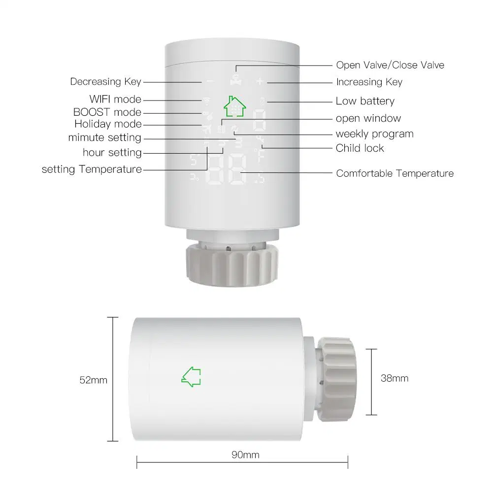 Líquido inteligente automático de control de la cabeza de la válvula del termostato radiador de calefacción de suelo 4