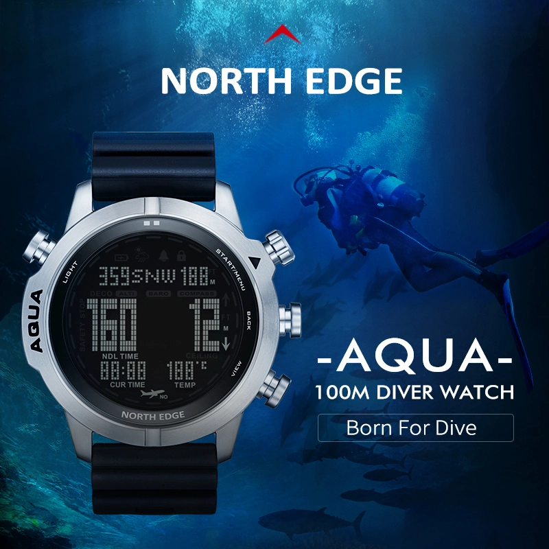 North Edge Men&prime; S Professional Diving Computer Watch Free/Scuba Diving 50m Dive Watches Altimeter Barometer Compass Digital Clock Reloj Inteligente