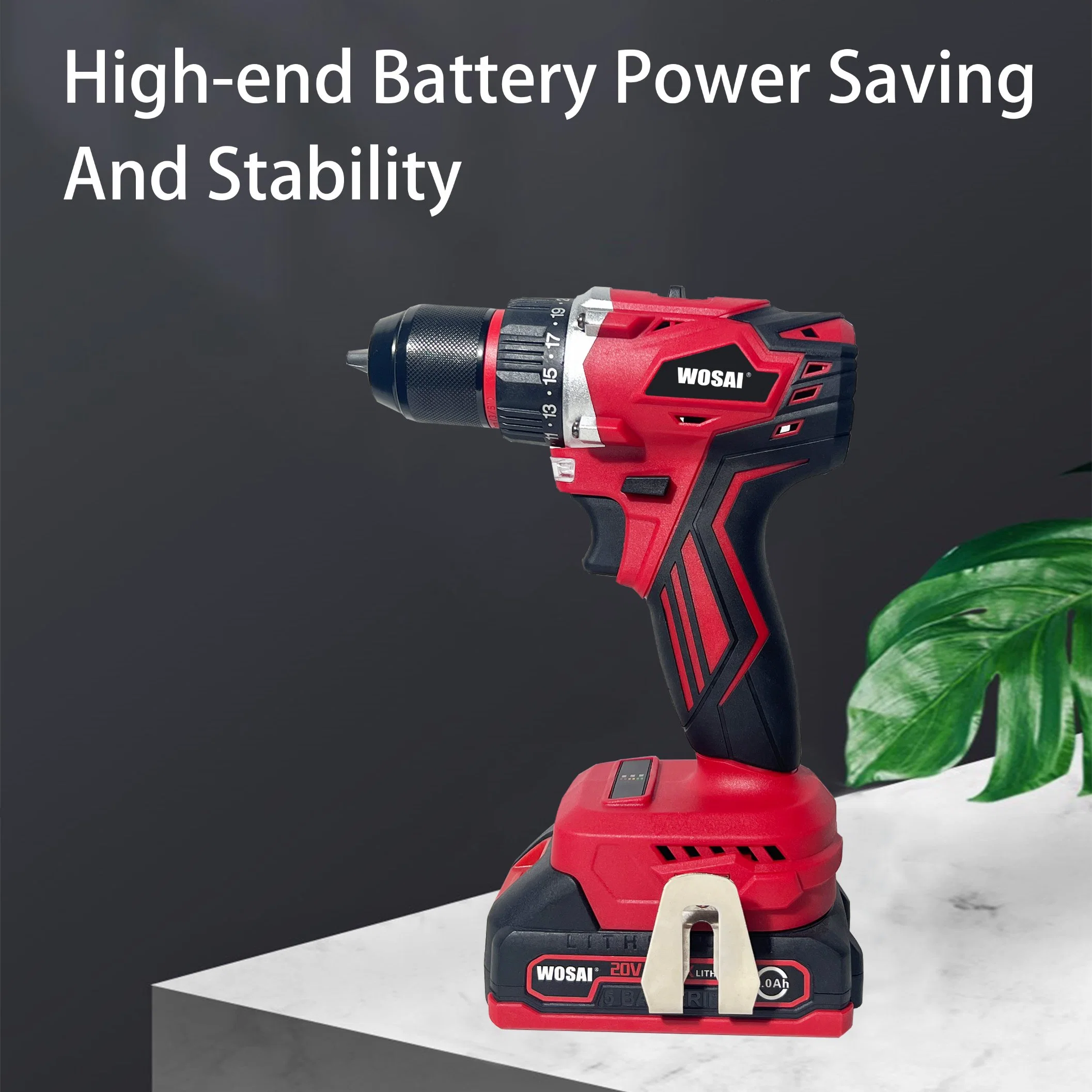 بطارية Wosai Li-ion Brushless Battery China Power Tools بقدرة 18 فولت 20فولت 21V مثقاب كهربائي يدوي بمفك براغي مزود بمفك براغي