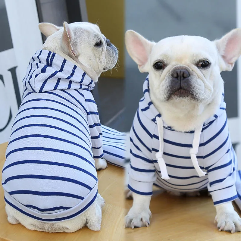 La moda de rayas con capucha ropa de algodón mascotas